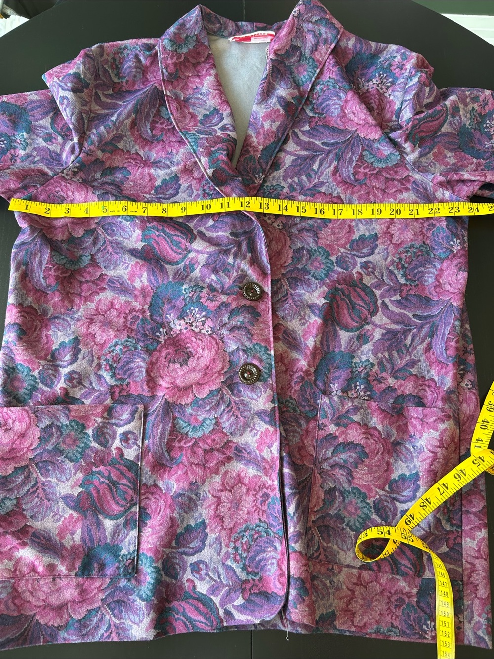 Vintage Functionals Collection Floral Tapestry Blazer Purple Pink Boho Chic XL - Picture 9 of 12